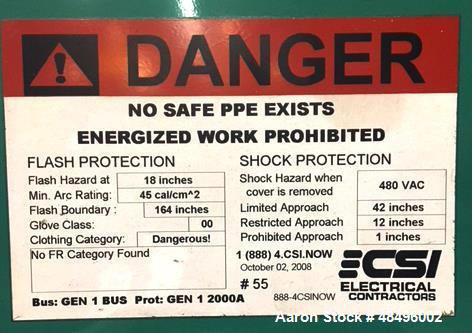 Used Cummins 1250 kW Standby Diesel Generator Set, Model 1250DFLC-5041.